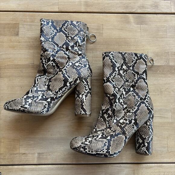Just Fab Womens Snake Skin Pointed Estrella Zip Boots Size 9 - Picture 2 of 10
